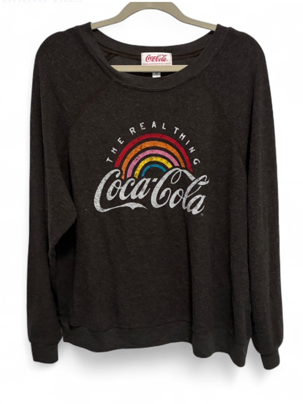 Wildfox Coca Cola The Real Thing Brown Crewneck Sweatshirt with Rainbow Logo